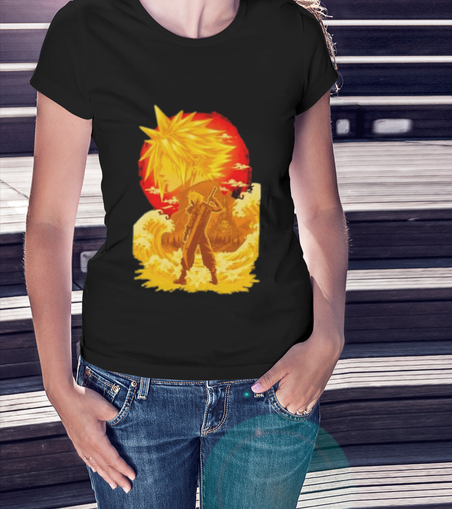 Cloud Strife Final Fantasy VII Shinra Ukiyo E Wave T-Shirt