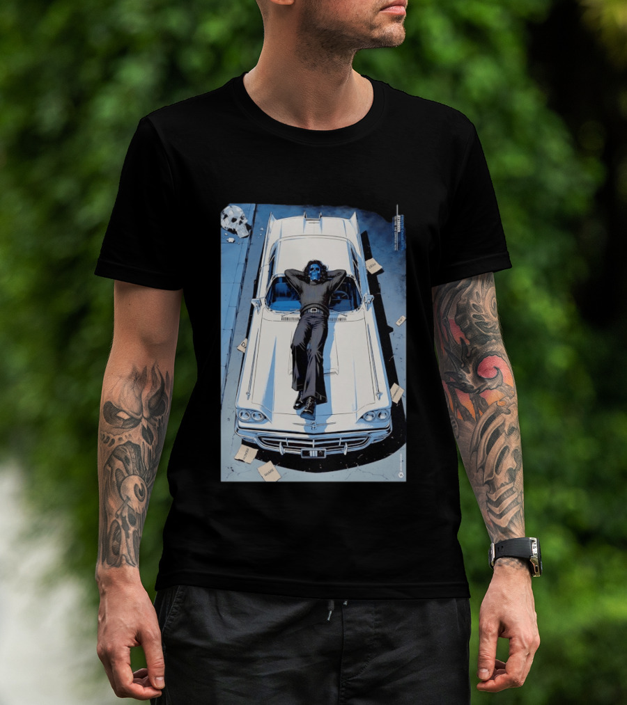 Filter Charlotte You Are The Content Now Tour Blue Skull Man On Classic Car T-Shirt