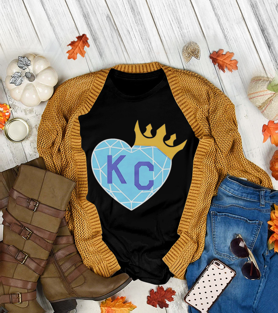 KC Diamond Heart with Golden Crown T-Shirt
