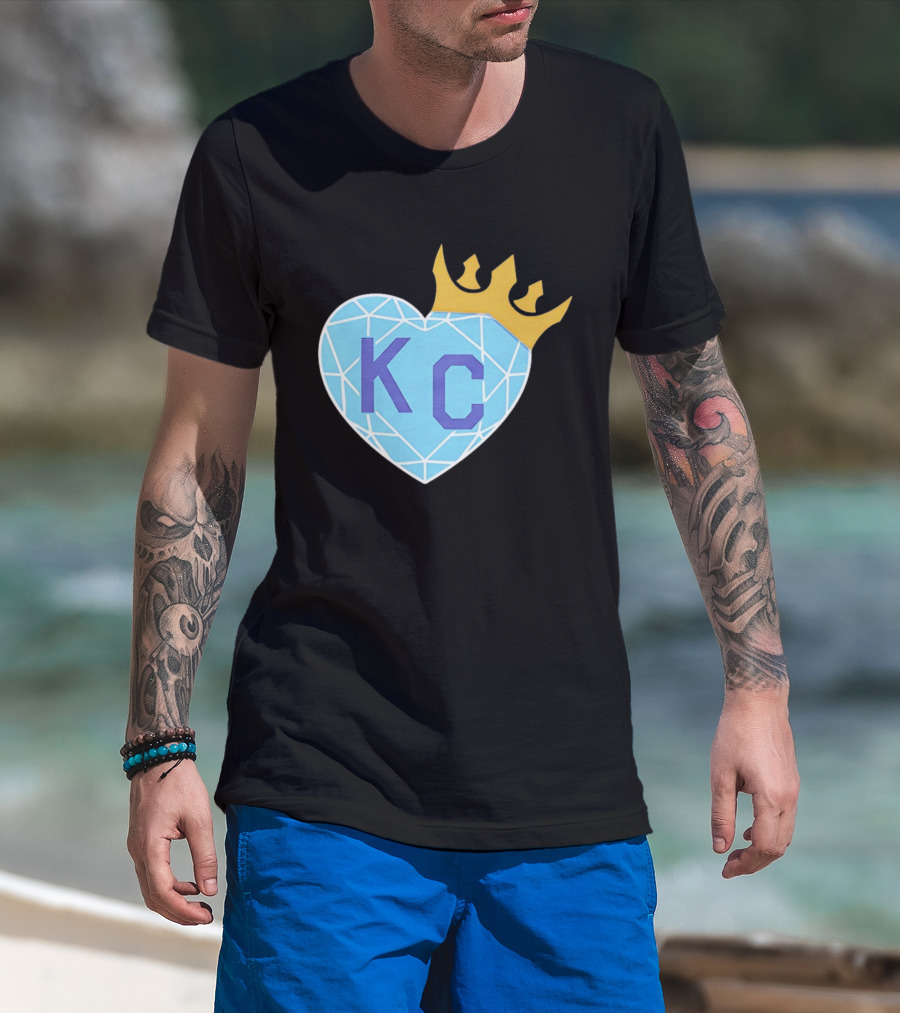 KC Diamond Heart With Golden Crown T-Shirt
