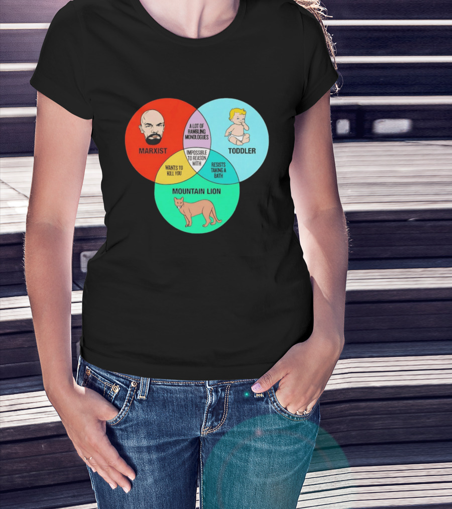 Venn Diagram Humor Marxist Toddler Mountain Lion Impossible To Reason T-Shirt
