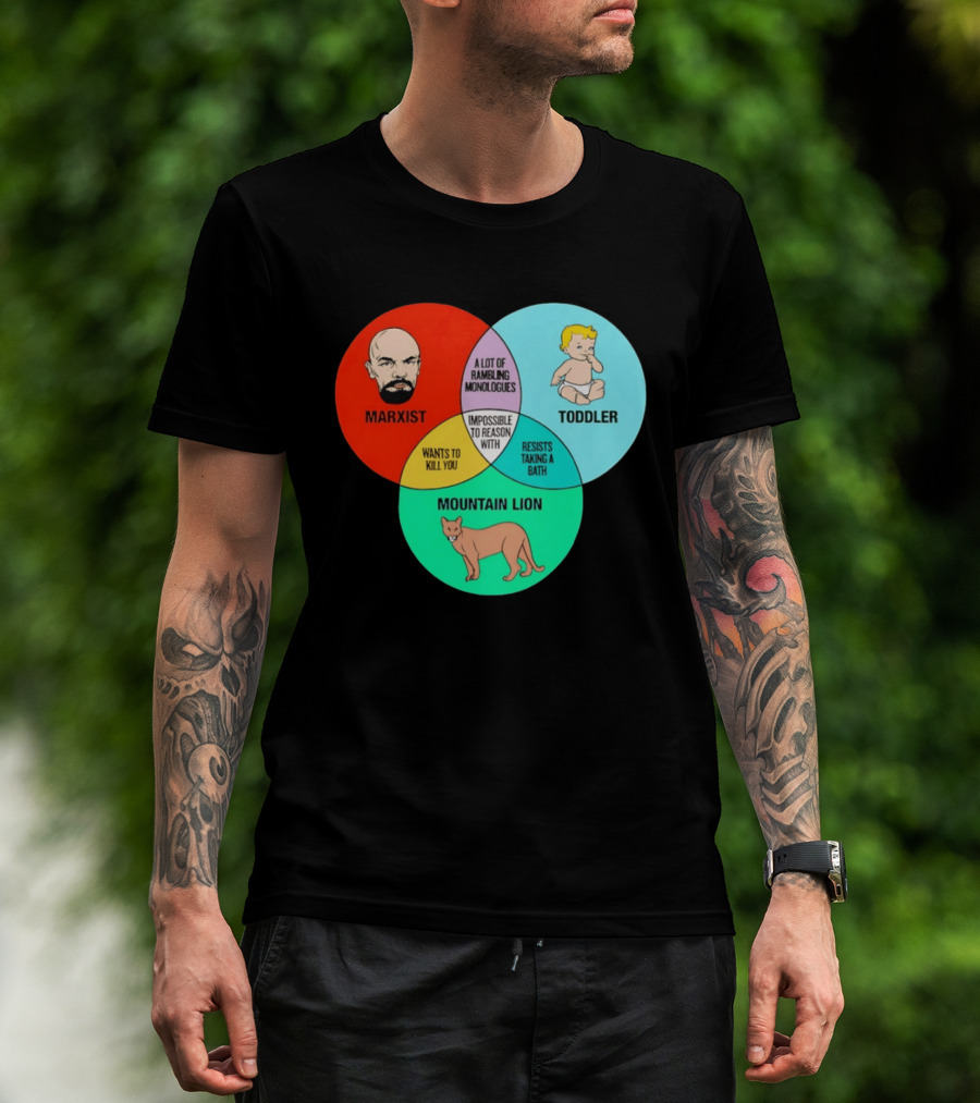 Venn Diagram Humor Marxist Toddler Mountain Lion Impossible To Reason T-Shirt