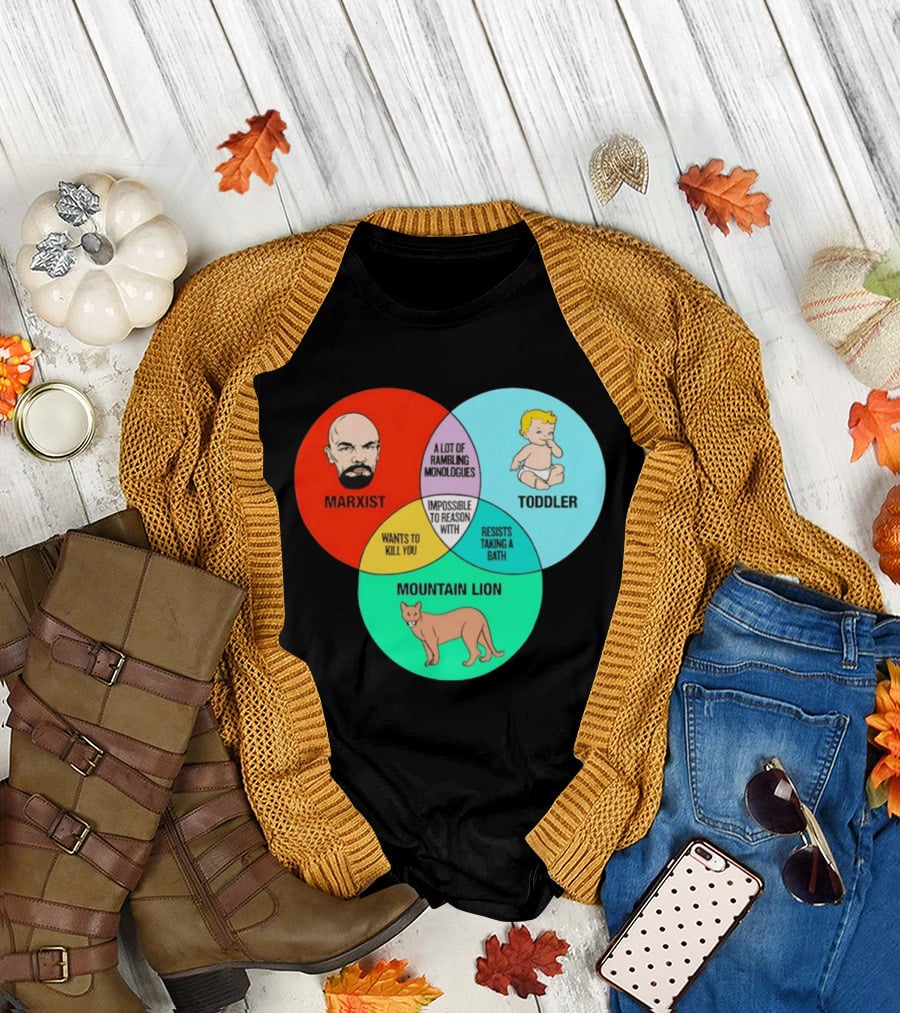 Venn Diagram Humor Marxist Toddler Mountain Lion Impossible to Reason T-Shirt