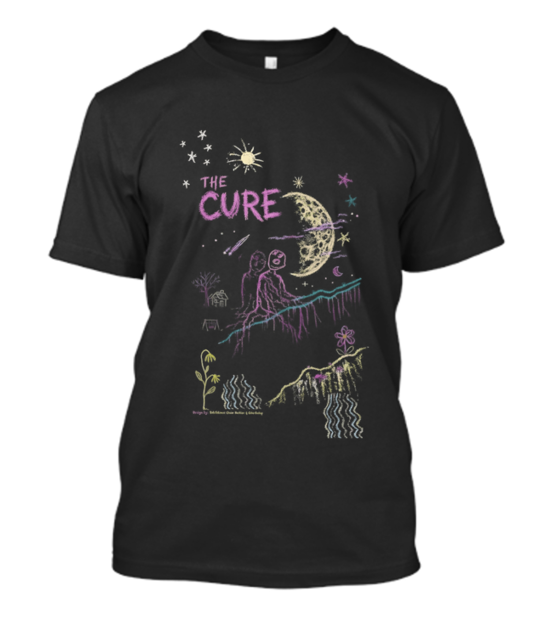 The Cure Chalk Pastel Romance By DotsToLines Chaim Machlev Moonlit Scene T-Shirt