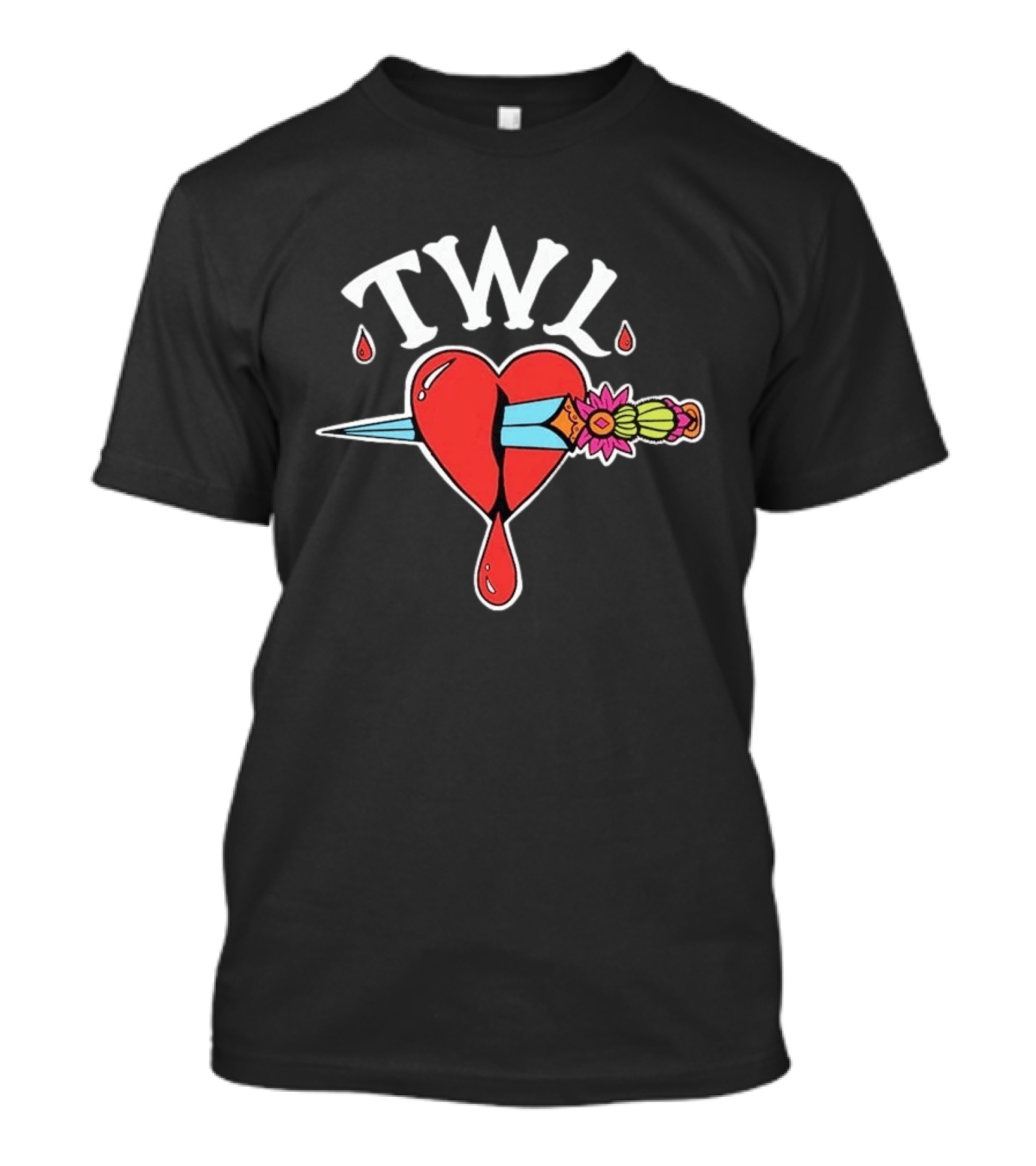 TWL Heart Dagger Tattoo Style Red Dripping Heart T-Shirt