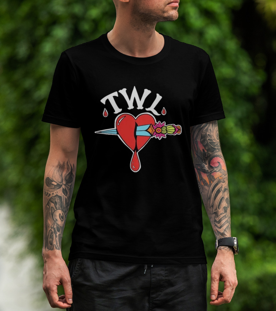 TWL Heart Dagger Tattoo Style Red Dripping Heart T-Shirt