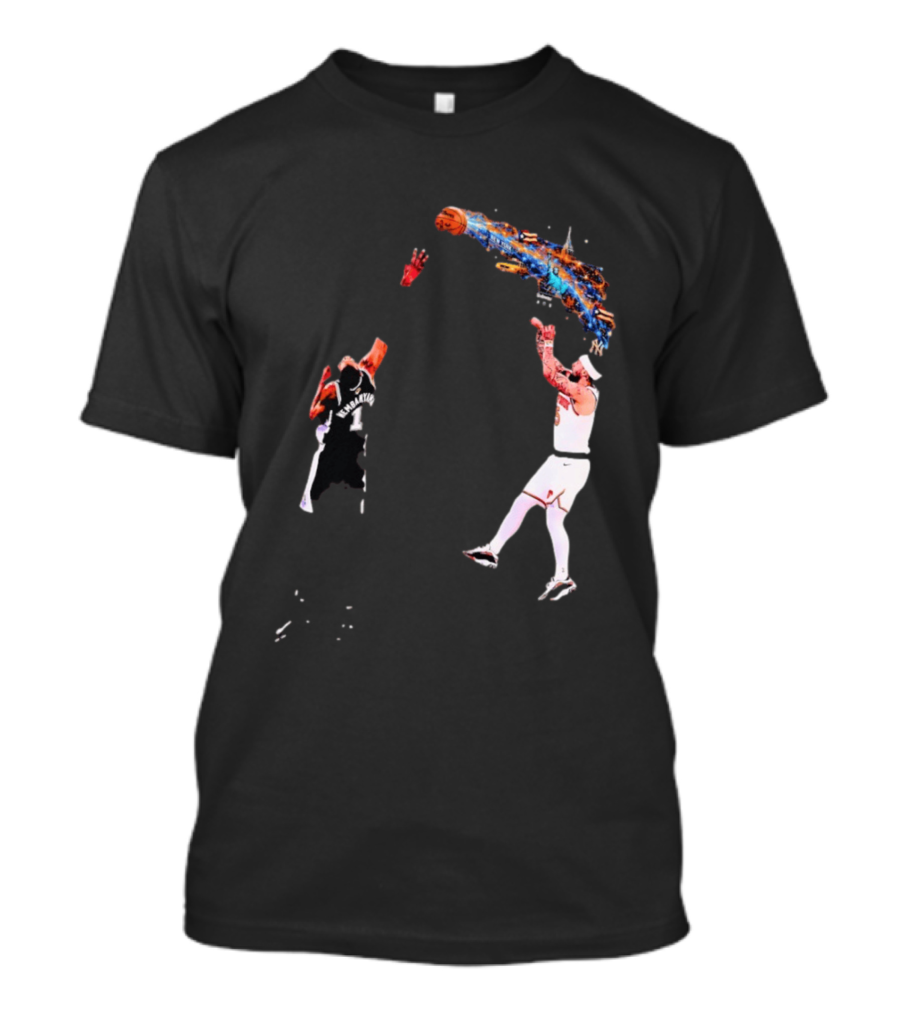 Wembanyama Vs New York Basketball Player Dynamic Showdown T-Shirt