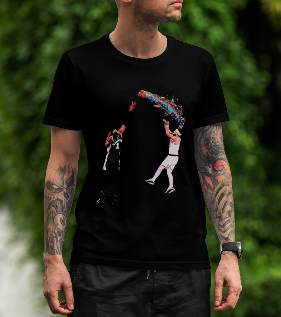 Wembanyama Vs New York Basketball Player Dynamic Showdown T-Shirt