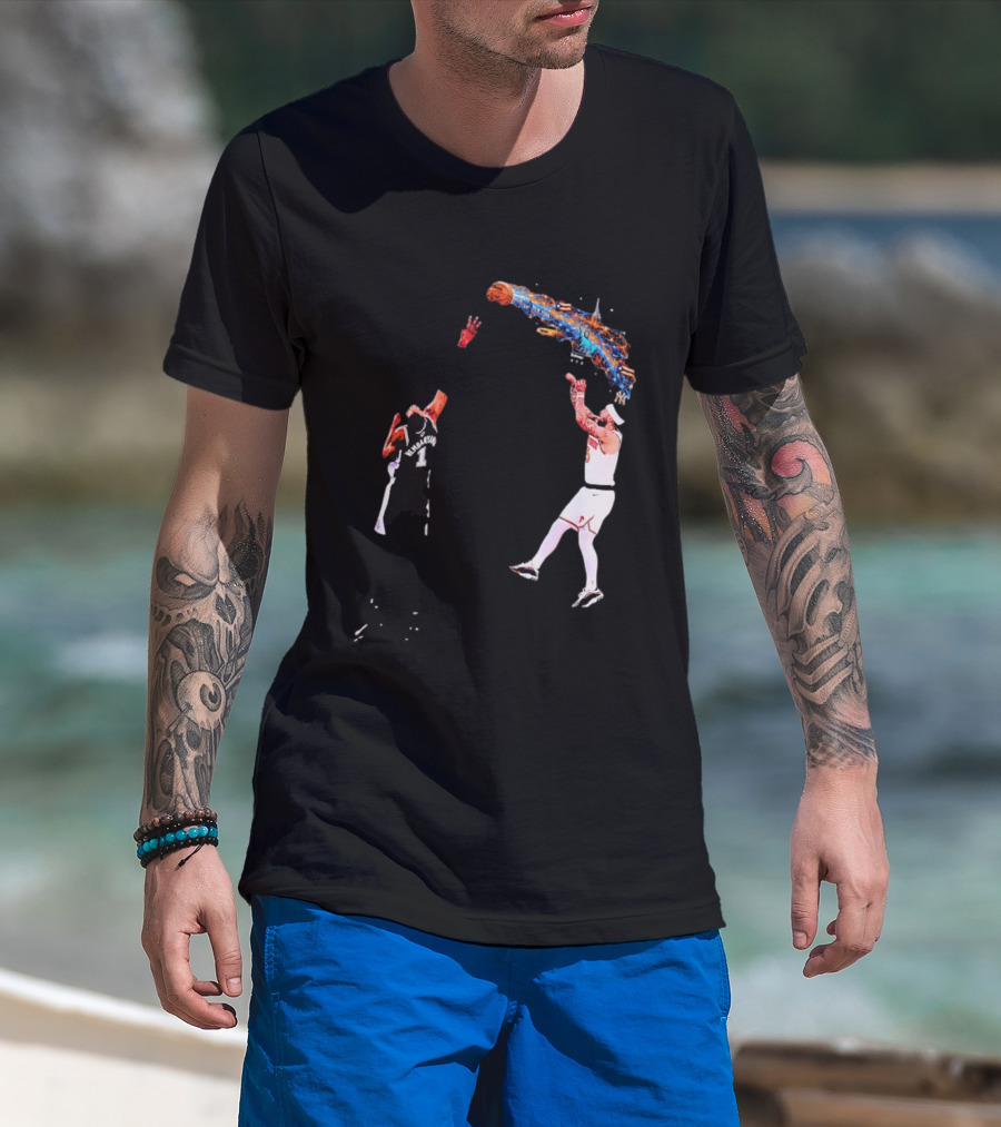 Wembanyama Vs New York Basketball Player Dynamic Showdown T-Shirt