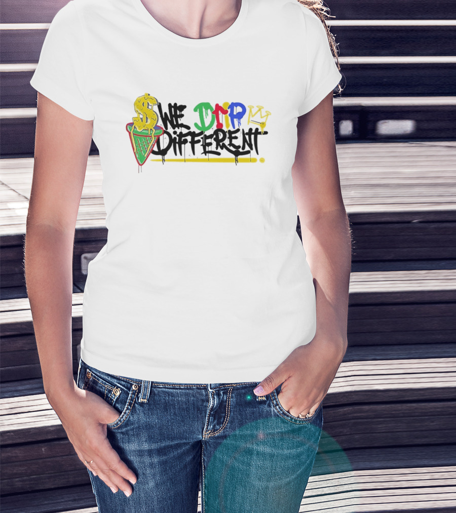 We Drip Different Ice Cream Cone Graffiti Art With Dollar Symbol And Crown T-Shirt