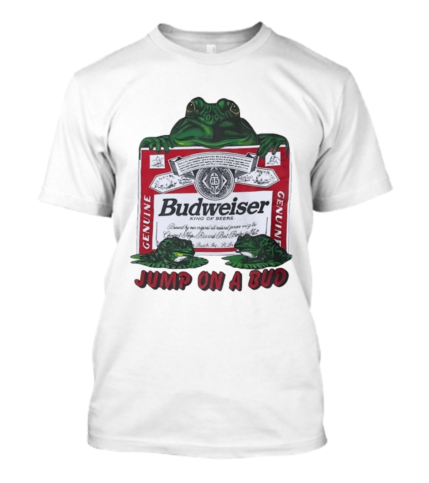 Budweiser Genuine King Of Beers Frogs Jump On A Bud T-Shirt
