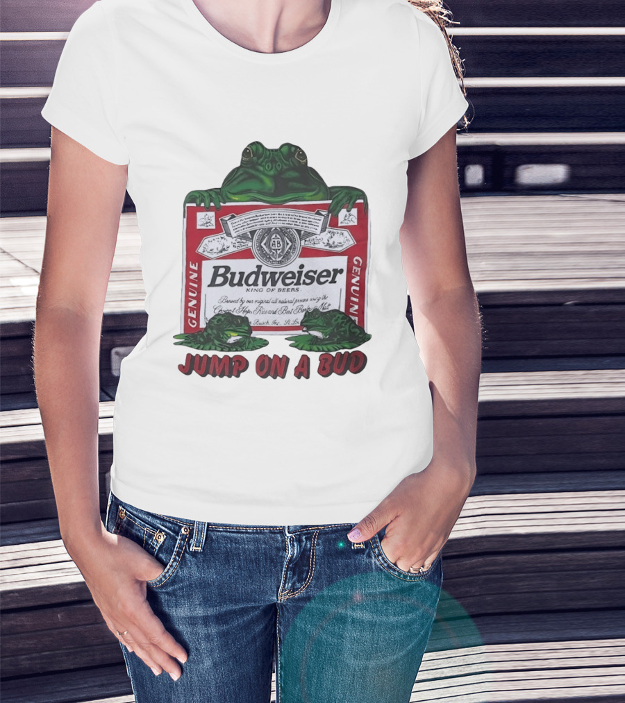 Budweiser Genuine King Of Beers Frogs Jump On A Bud T-Shirt