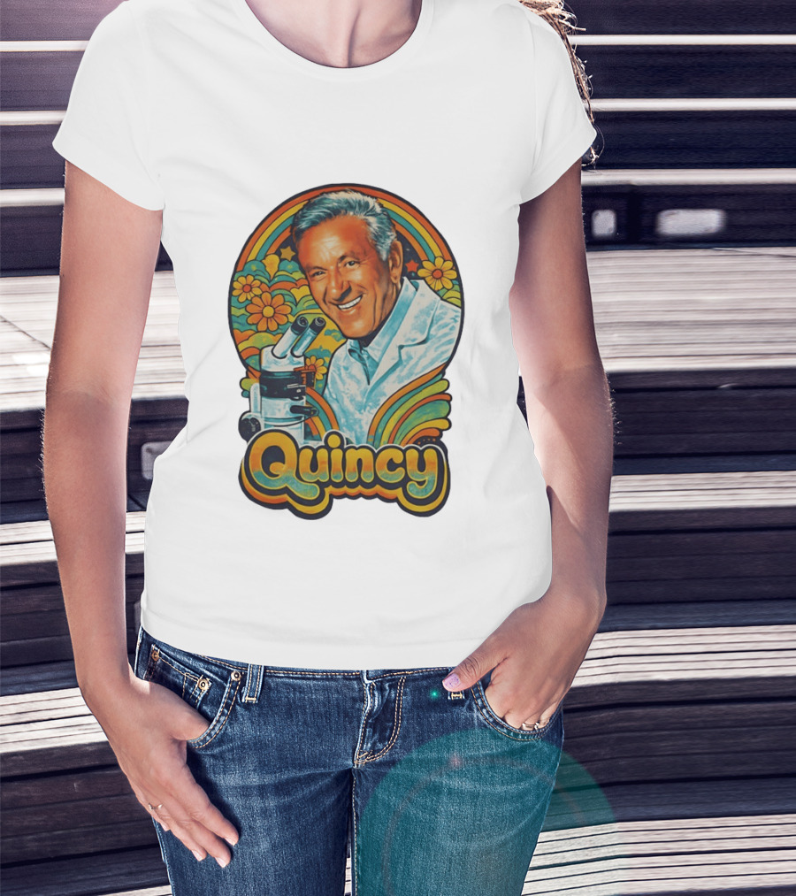 Quincy Scientist Jack Klugman Vintage Retro Flowers And Microscopes T-Shirt