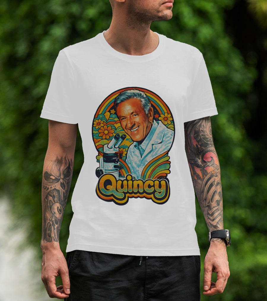 Quincy Scientist Jack Klugman Vintage Retro Flowers And Microscopes T-Shirt