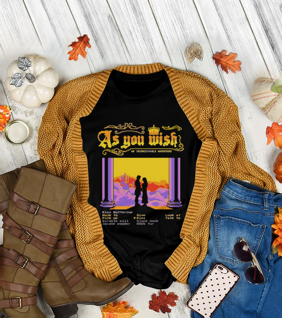 As You Wish an Inconceivable Adventure Princess Bride Castle Silhouette Clouds and Columns T-Shirt