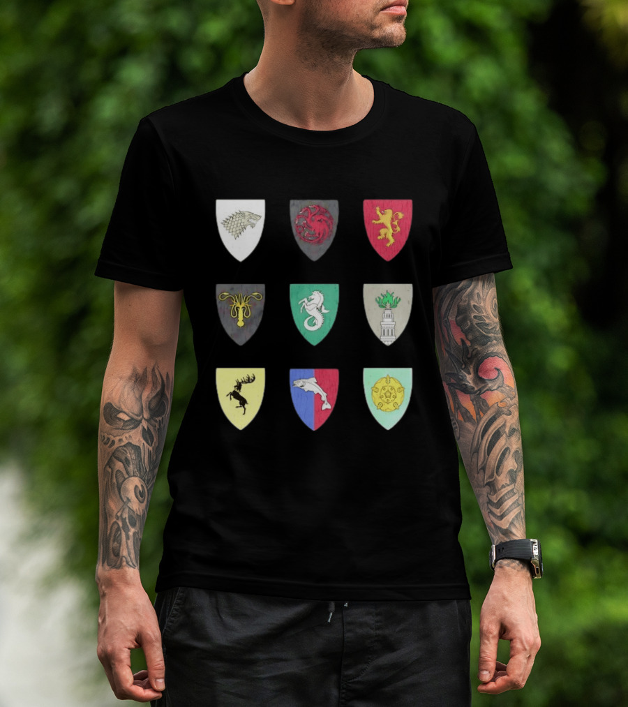 Game Of Thrones Westeros House Sigils Stark Targaryen Lannister Greyjoy Tully Baratheon بأأ** T-Shirt