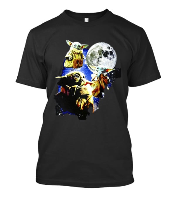 Grogu Star Wars The Mandalorian Baby Yoda Three Wolves Moon T-Shirt