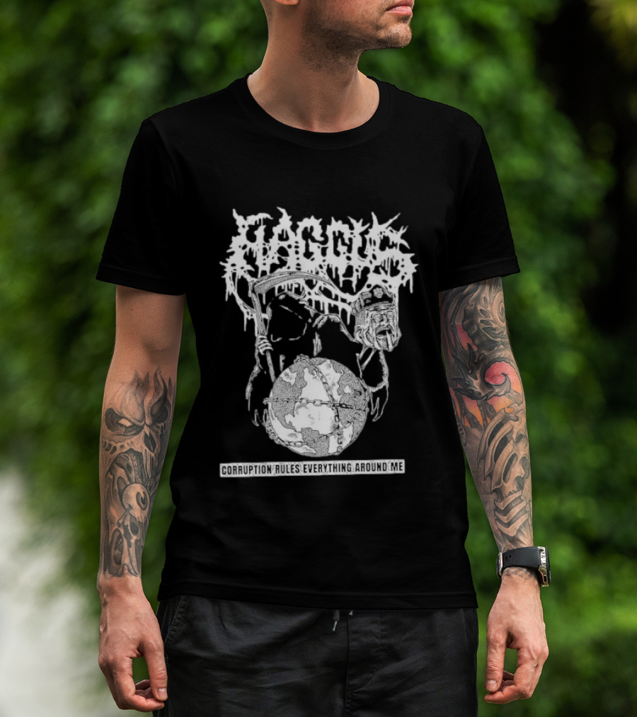 Harcus Grim Reaper Holding Chained Earth Corruption Rules Everything Around Me T-Shirt
