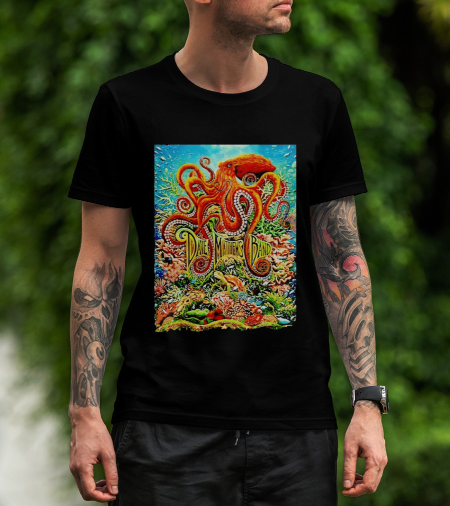 Dave Matthews Band Camden New Freedom Mortgage Pavilion July 11 2026 Colorful Octopus Underwater Scene T-Shirt