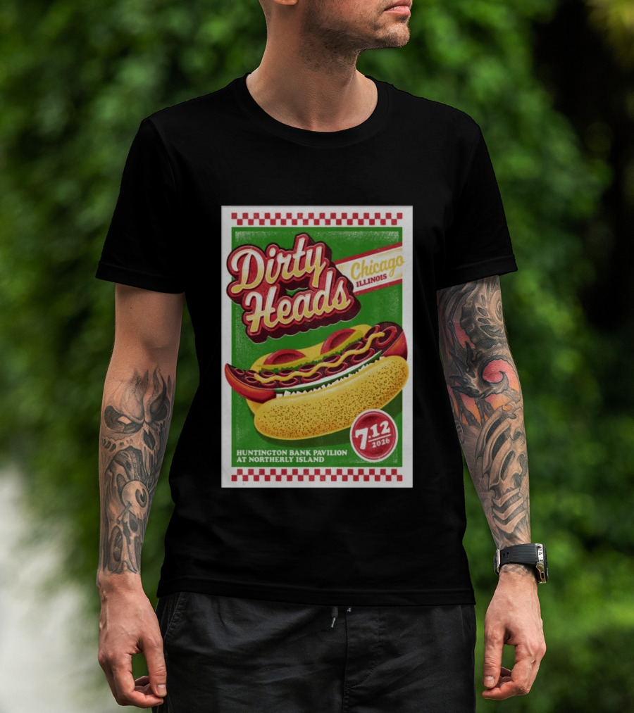 Dirty Heads Huntington Bank Pavilion Chicago Illinois Hot Dog July 12 2026 T-Shirt
