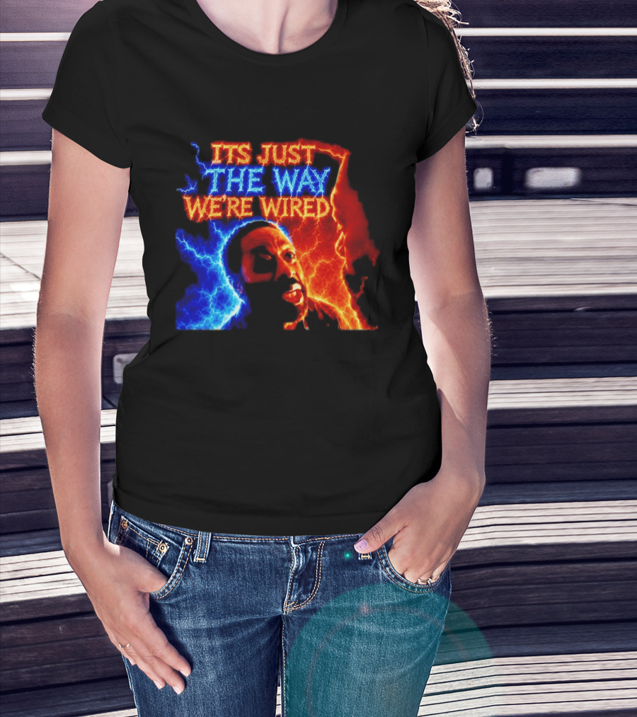 Its Just The Way We're Wired Red And Blue Lightning Face Illusion T-Shirt
