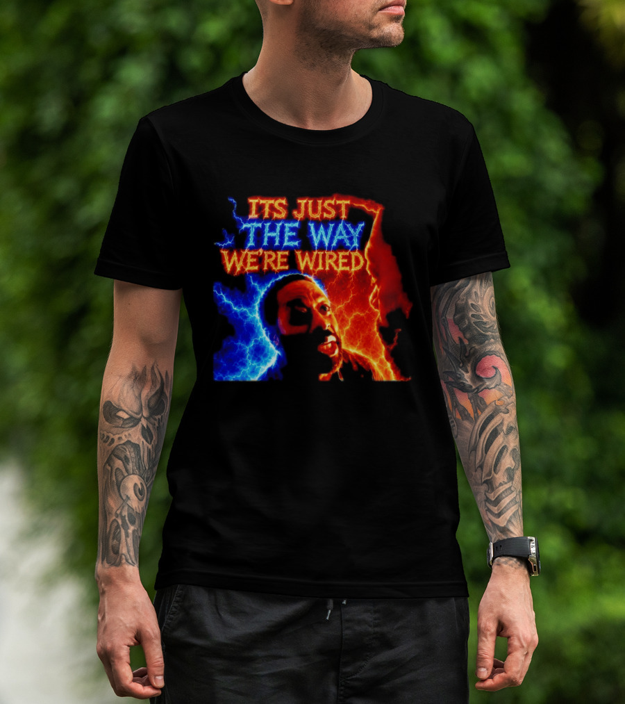 Its Just The Way We're Wired Red And Blue Lightning Face Illusion T-Shirt