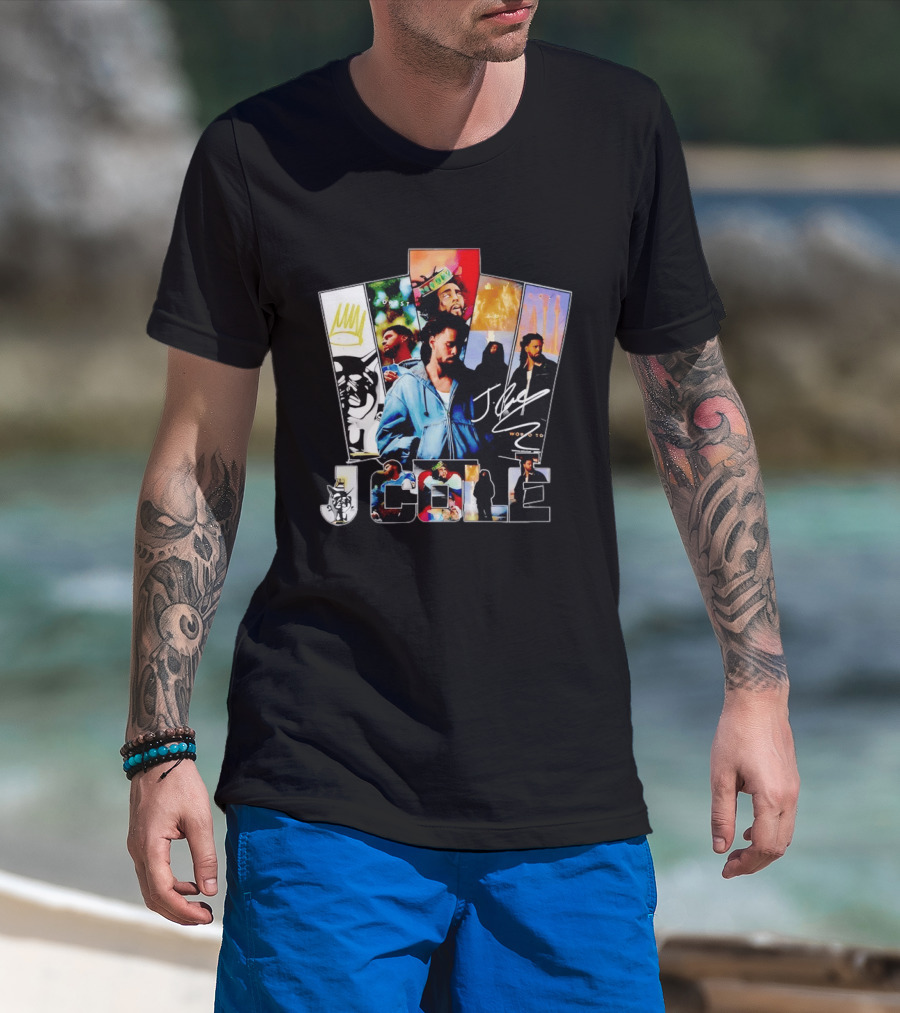 J Cole Woobst Collage Artwork With Crown And Signature T-Shirt
