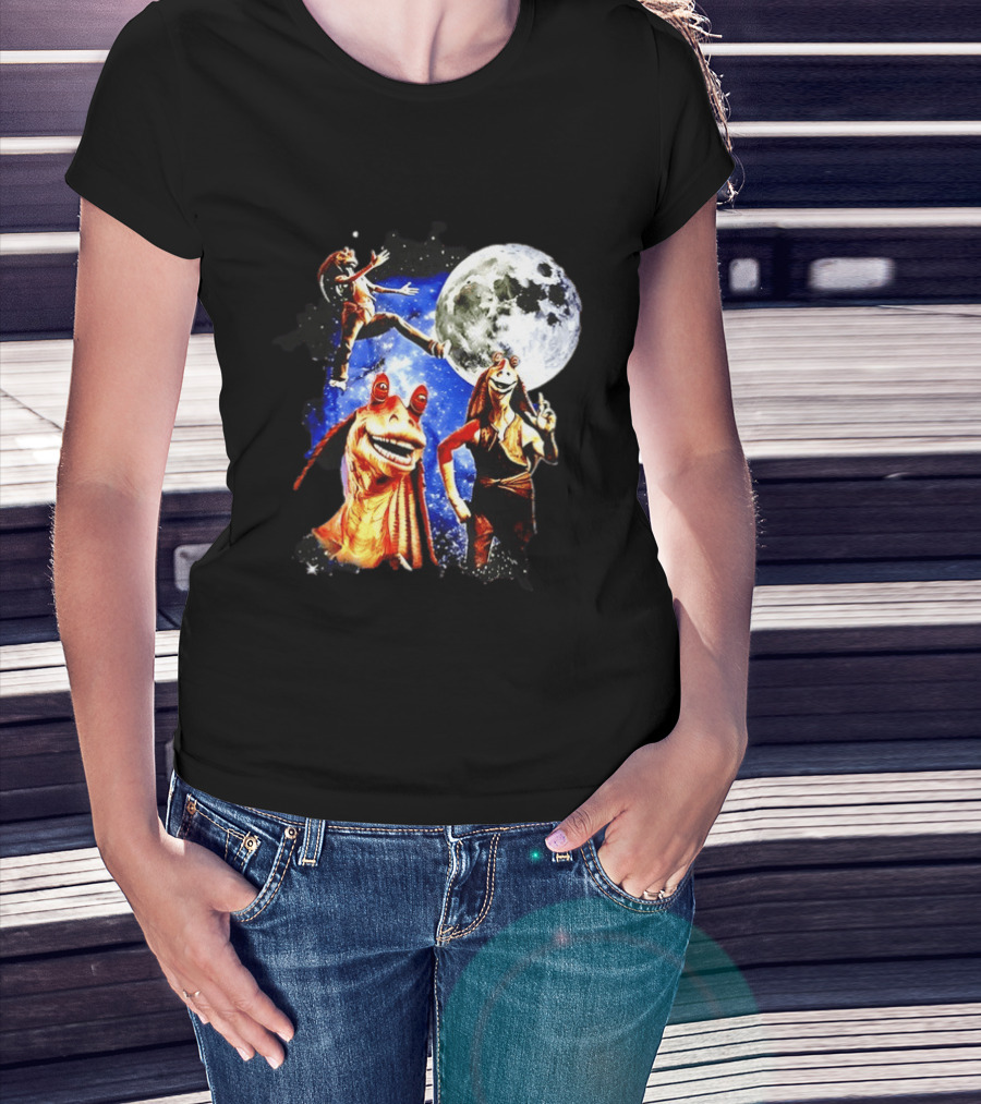 Jar Jar Binks Star Wars Gungan Moon And Space Adventure T-Shirt
