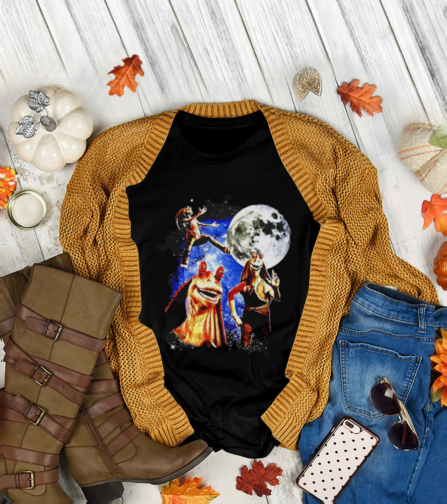 Jar Jar Binks Star Wars Gungan Moon And Space Adventure T-Shirt