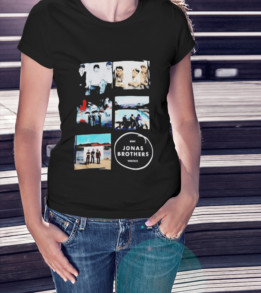 Jonas Brothers Collage MMV MMXXIV Music Band Photos Collection T-Shirt