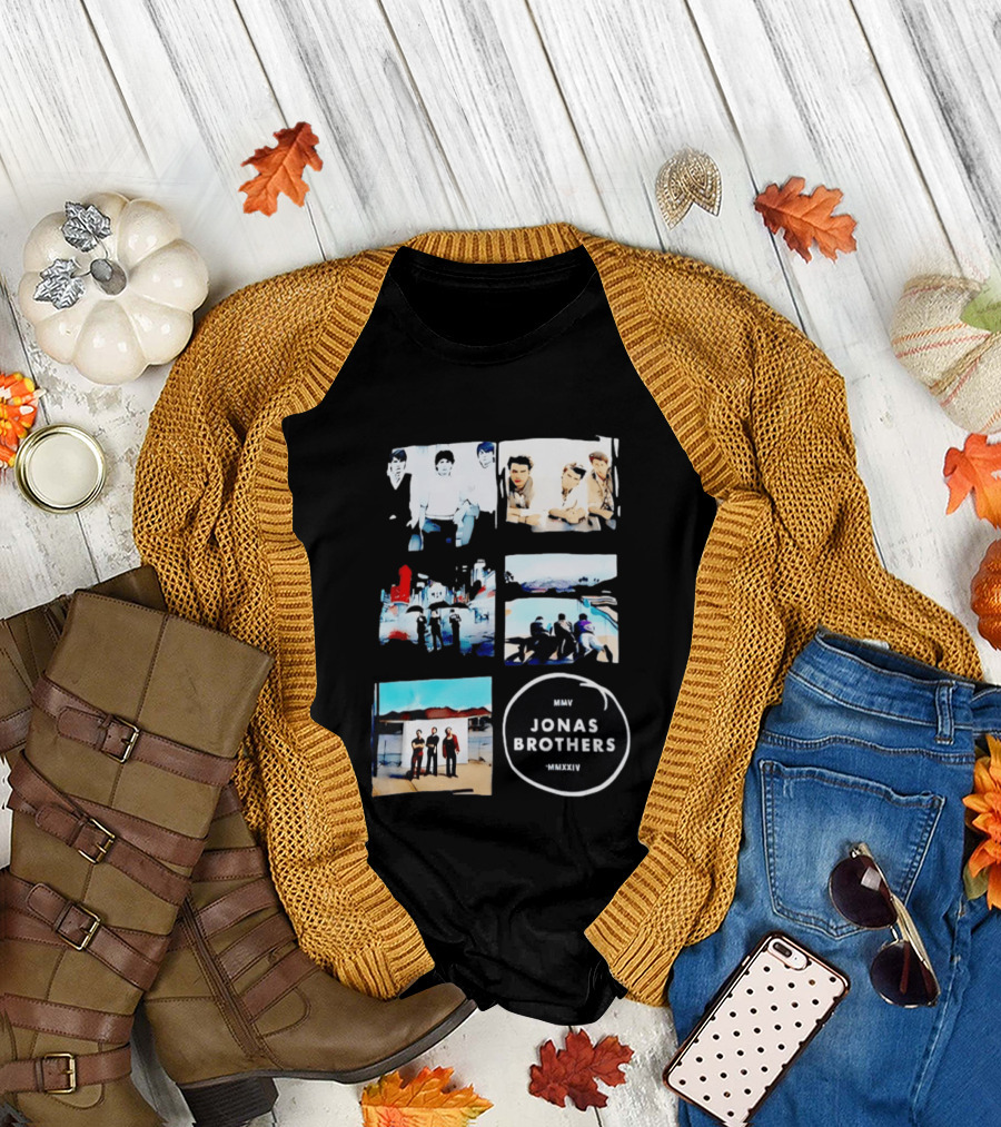 Jonas Brothers Collage MMV MMXXIV Music Band Photos Collection T-Shirt