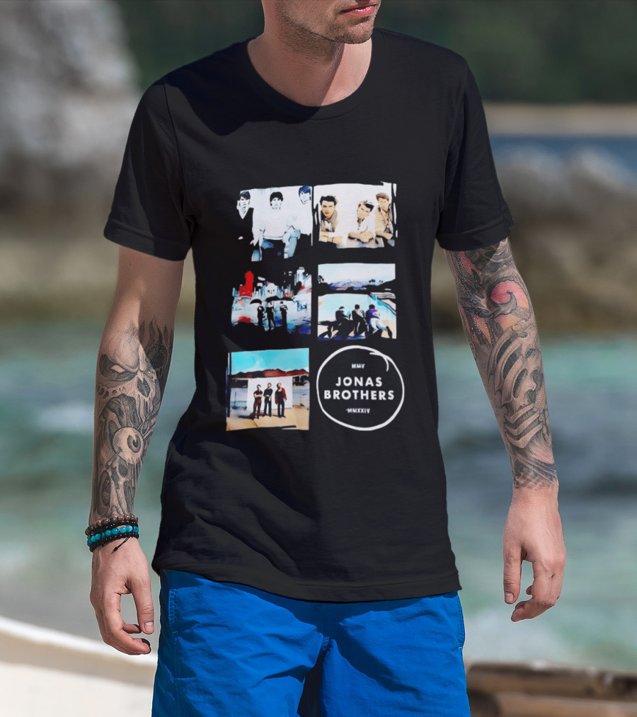 Jonas Brothers Collage MMV MMXXIV Music Band Photos Collection T-Shirt