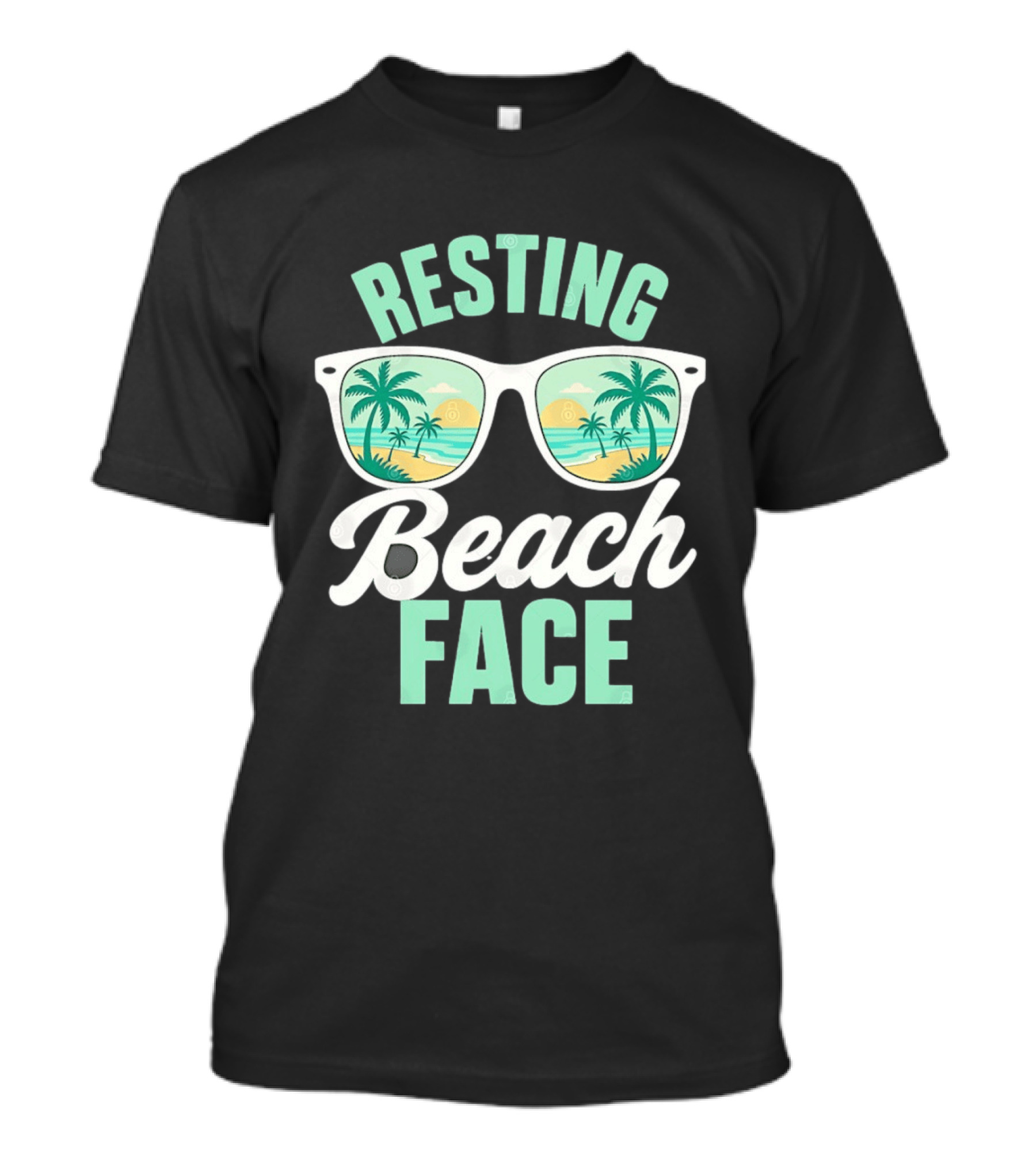 Resting Beach Face Sunglasses Palm Trees Tropical Summer Vacation T-Shirt