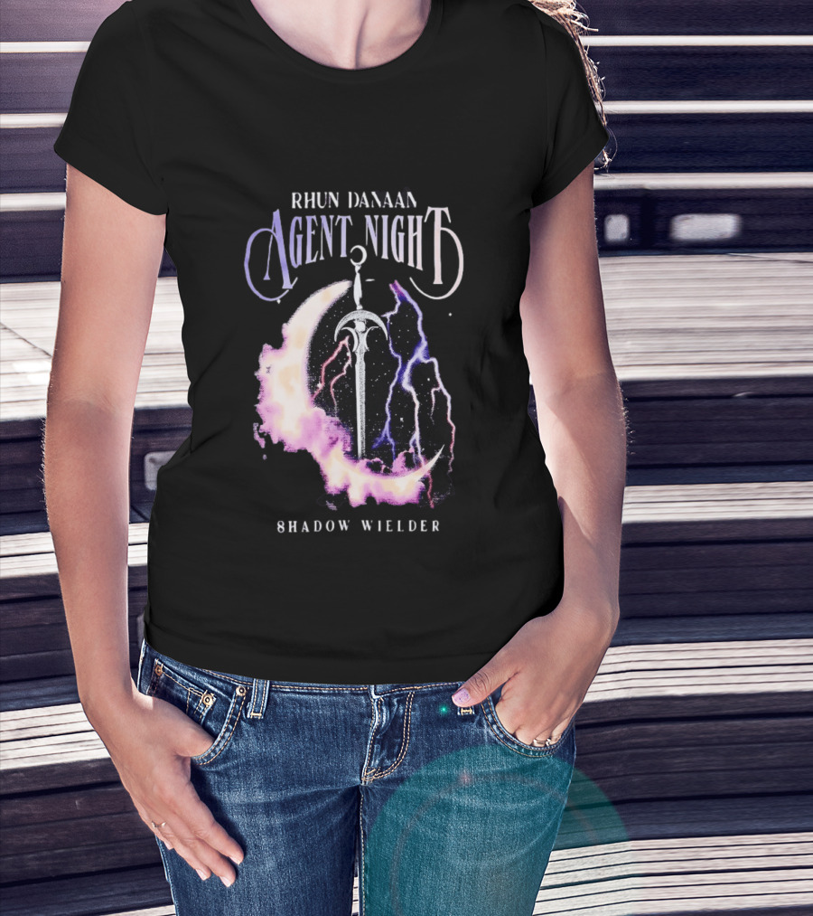 Rhun Danaan Agent Night Shadow Wielder Sword Moon Lightning T-Shirt