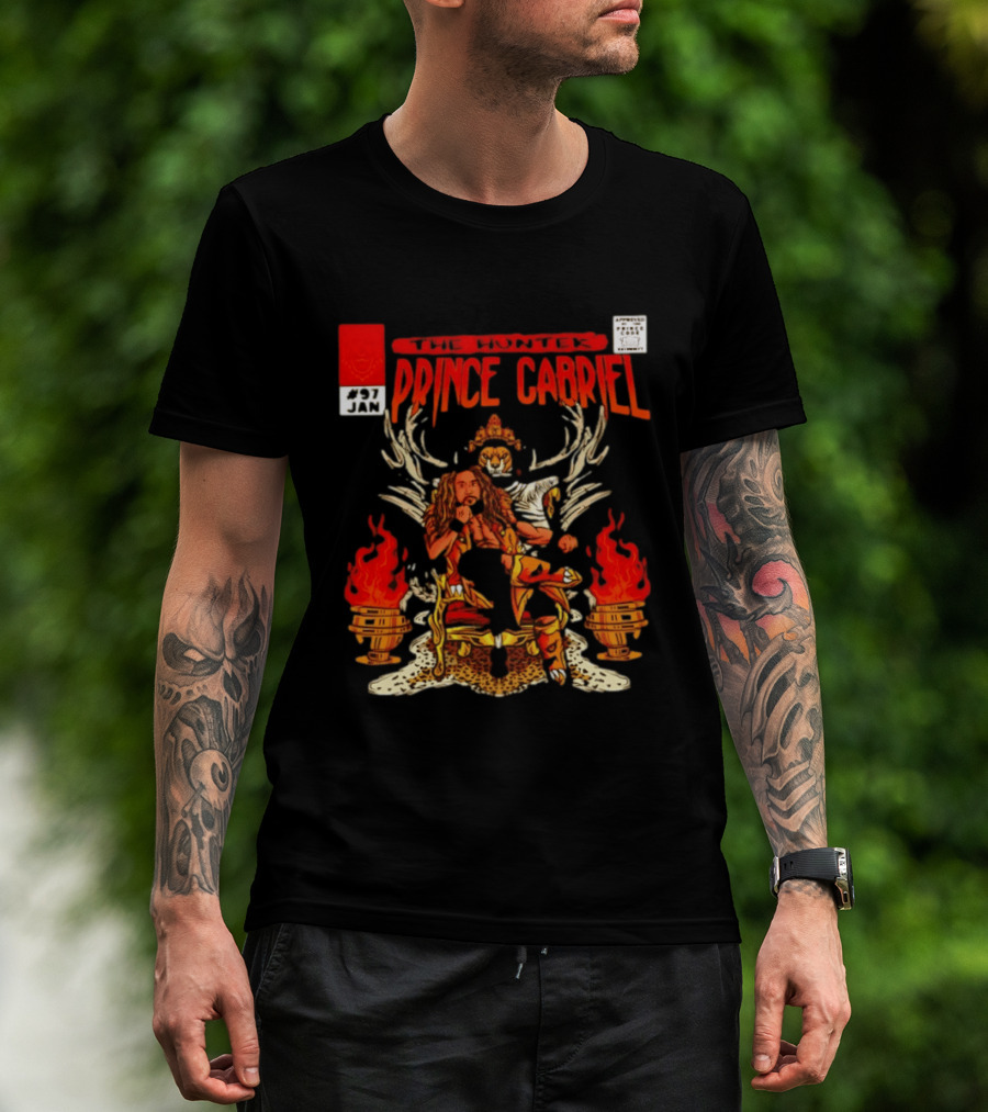 The Hunter Prince Gabriel 97 Jan Comic Book Cover Deer Antlers Flaming Torches T-Shirt