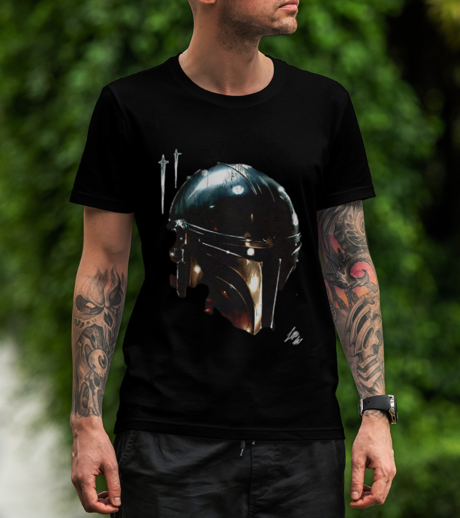 The Mandalorian Star Wars Helmet Iconic Two Sided Print T-Shirt