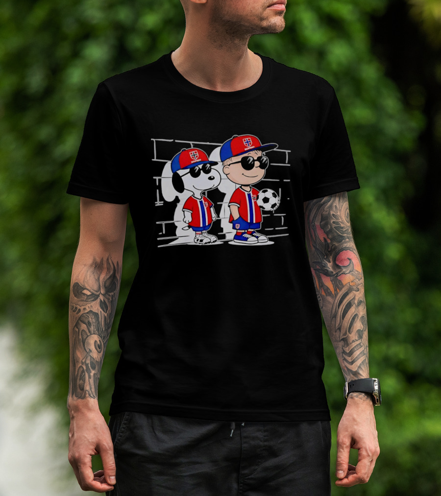 Snoopy Charlie Brown Norway Outfit Sunglasses Soccer T-Shirt