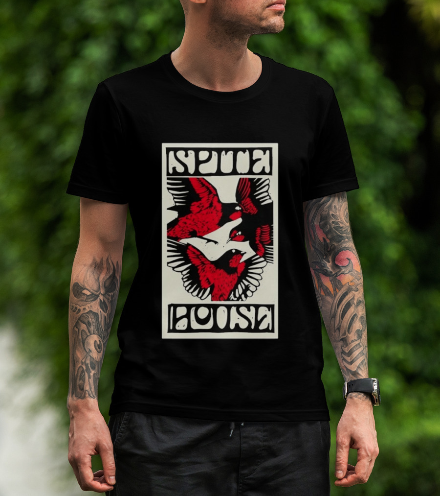 Spite House Bird Artwork With Bold Red And Black T-Shirt