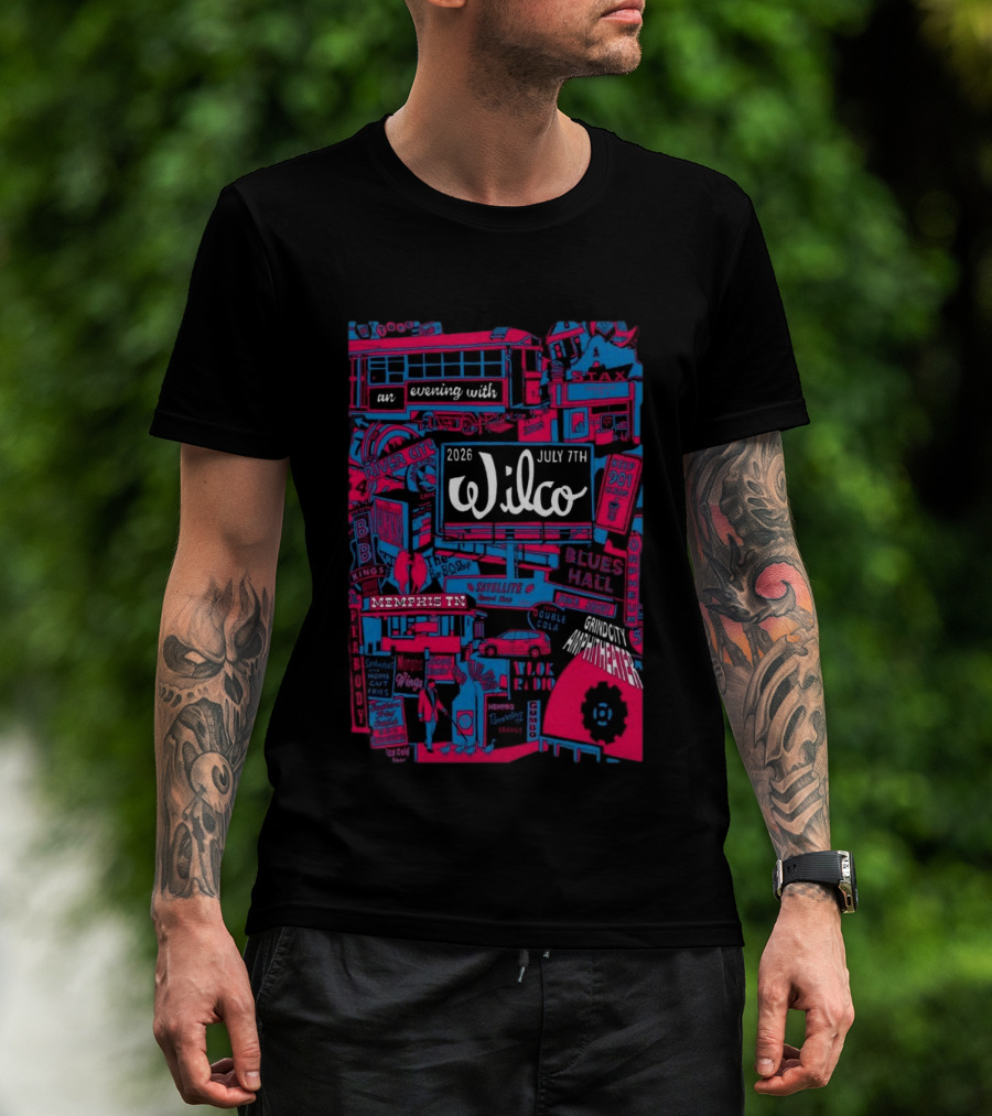 Wilco July 7 2026 Grind City Amphitheater Memphis TN An Evening With Stax Blues River City T-Shirt