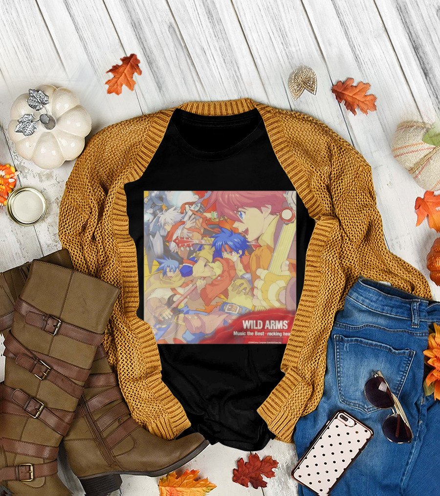 Wild Arms Music The Best Rocking Heart 2006 Anime Characters Playing Guitar T-Shirt