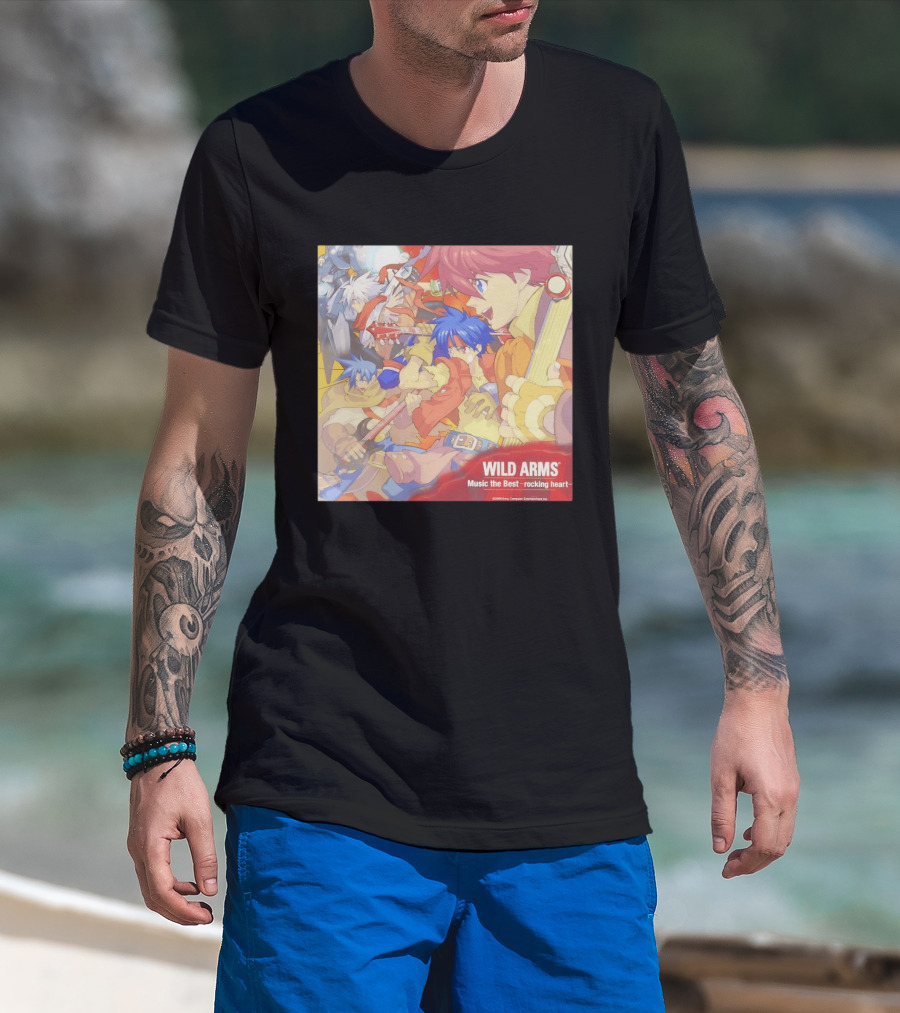 Wild Arms Music The Best Rocking Heart 2006 Anime Characters Playing Guitar T-Shirt