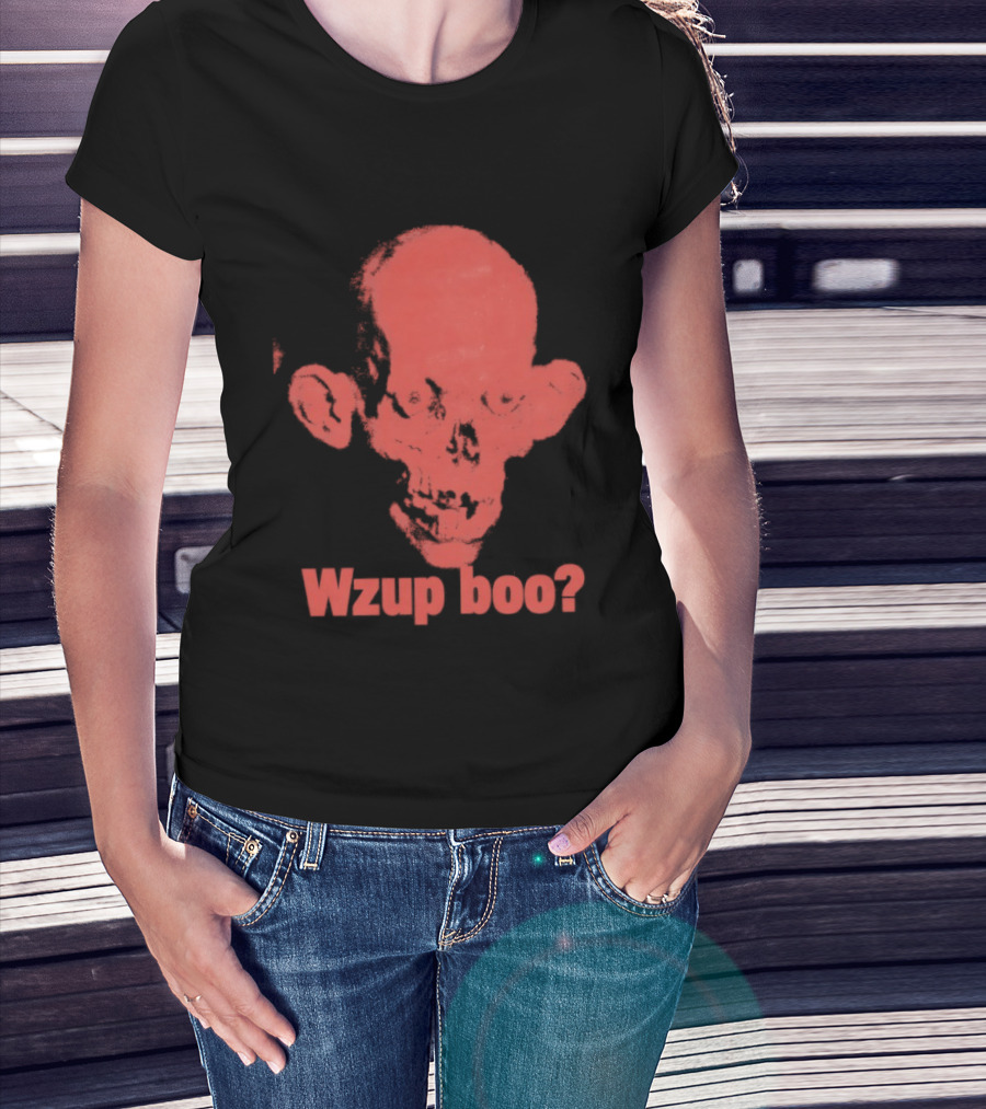 Wzup Boo Creepy Skull Horror Spooky T-Shirt