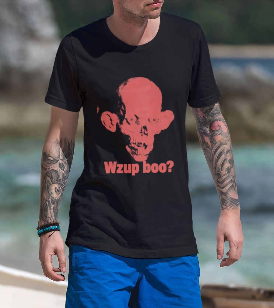 Wzup Boo Creepy Skull Horror Spooky T-Shirt