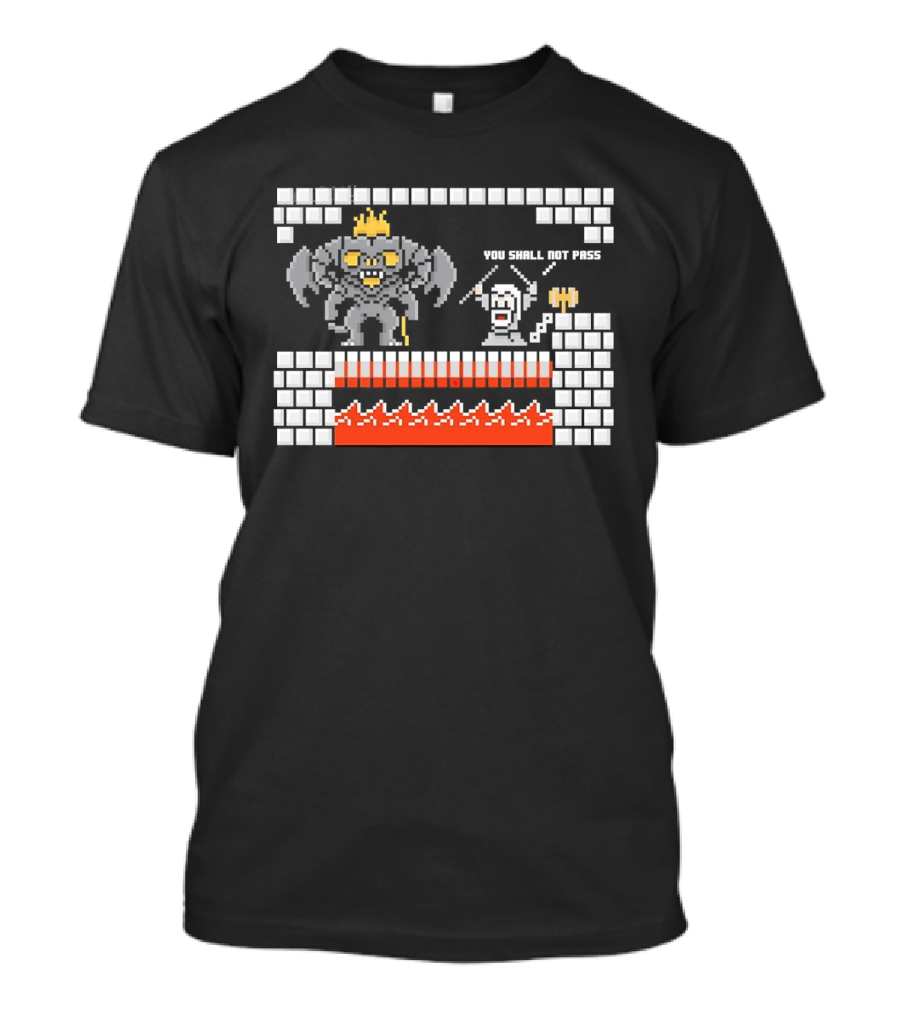 You Shall Not Pass Balrog Gandalf Pixel Retro Gaming T-Shirt
