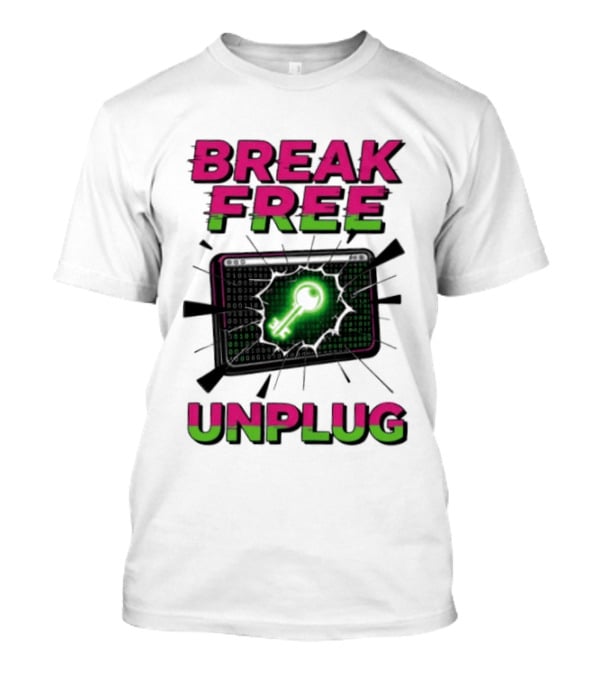 Break Free Unplug Digital Glitch Key Cyber T-Shirt
