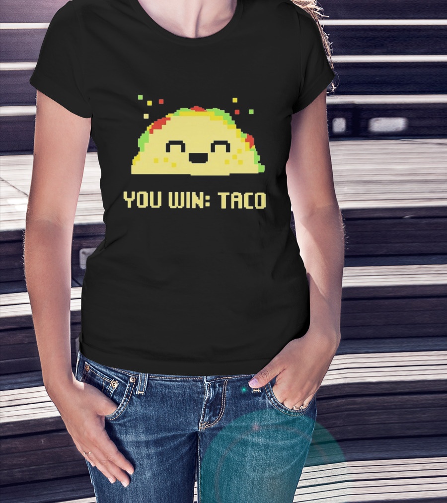 You Win Taco Pixel Art Cute Taco Face T-Shirt