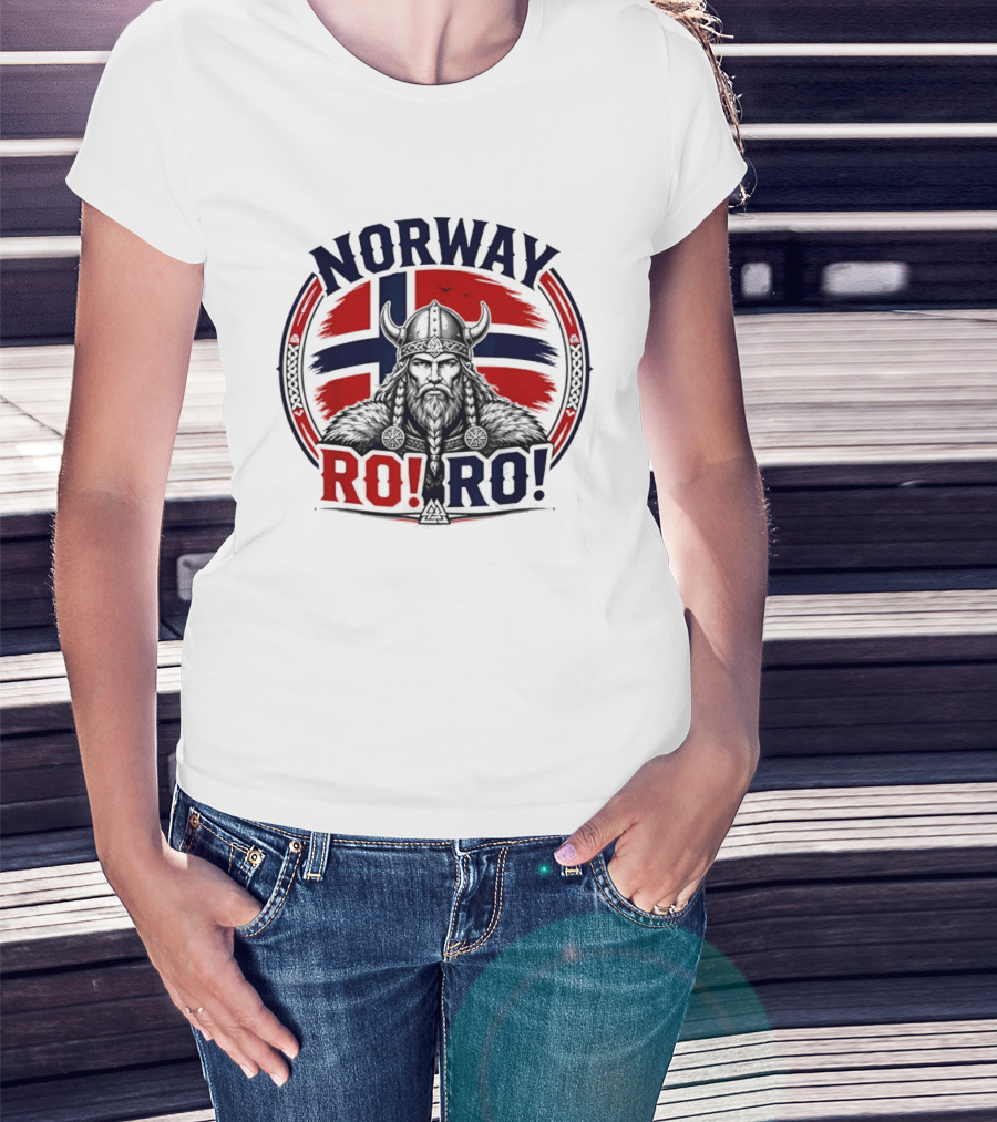 Norway Viking Warrior Braided Beard RO RO Flag T-Shirt