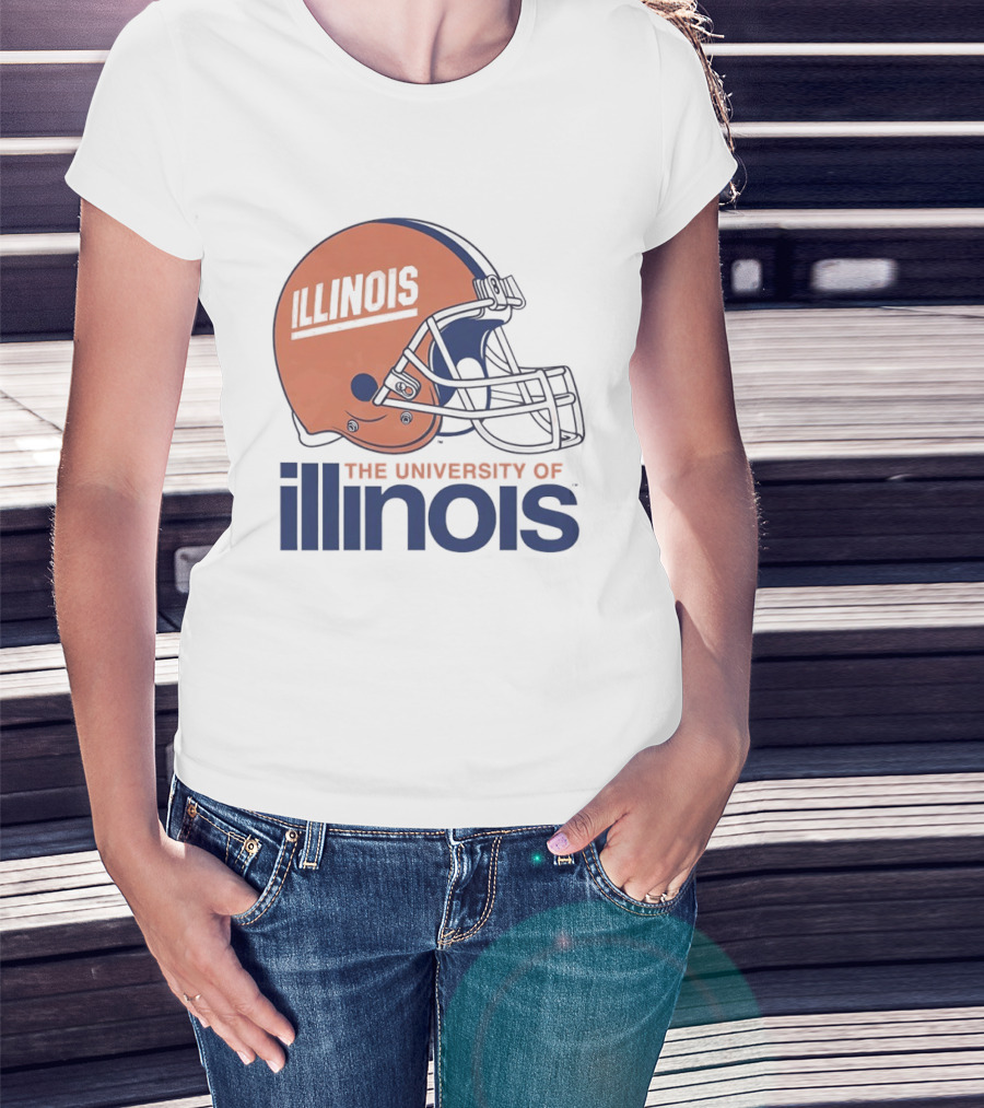 Illinois Football Helmet University Of Illinois Team Spirit T-Shirt