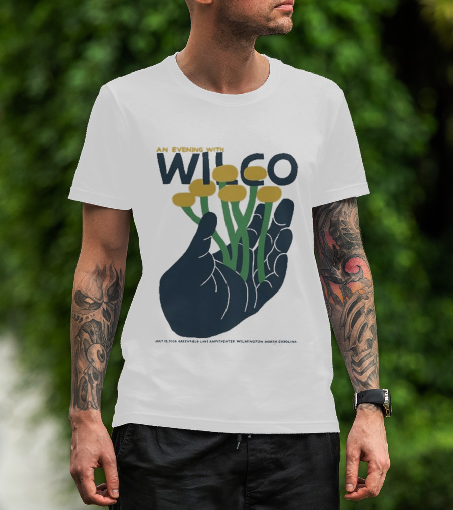 An Evening With Wilco Greenfield Lake Amphitheater 7 13 26 Wilmington NC Hand Flowers T-Shirt