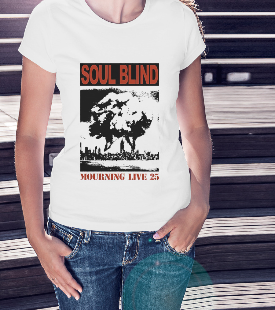 Soul Blind Mourning Live 25 Mushroom Cloud Explosion Over City Skyline T-Shirt